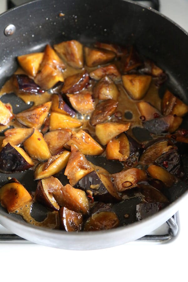 sauteed eggplant with spicy miso sauce pickled plum food and drinks sauteed eggplant with spicy miso sauce pickled plum food and drinks