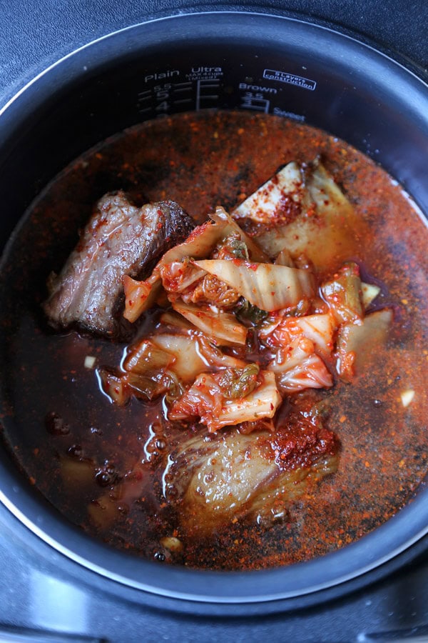 Slow Cooker Short Ribs with Kimchi (made in a rice cooker) Pickled