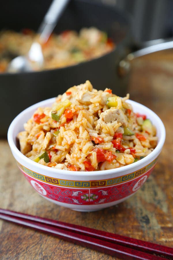 One Pan Szechuan Chicken Fried Rice Pickled Plum Food And Drinks