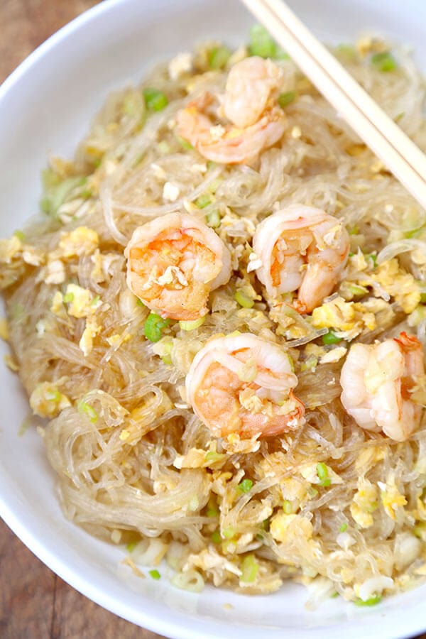Stir Fried Glass Noodles with Shrimp Pickled Plum Food And Drinks