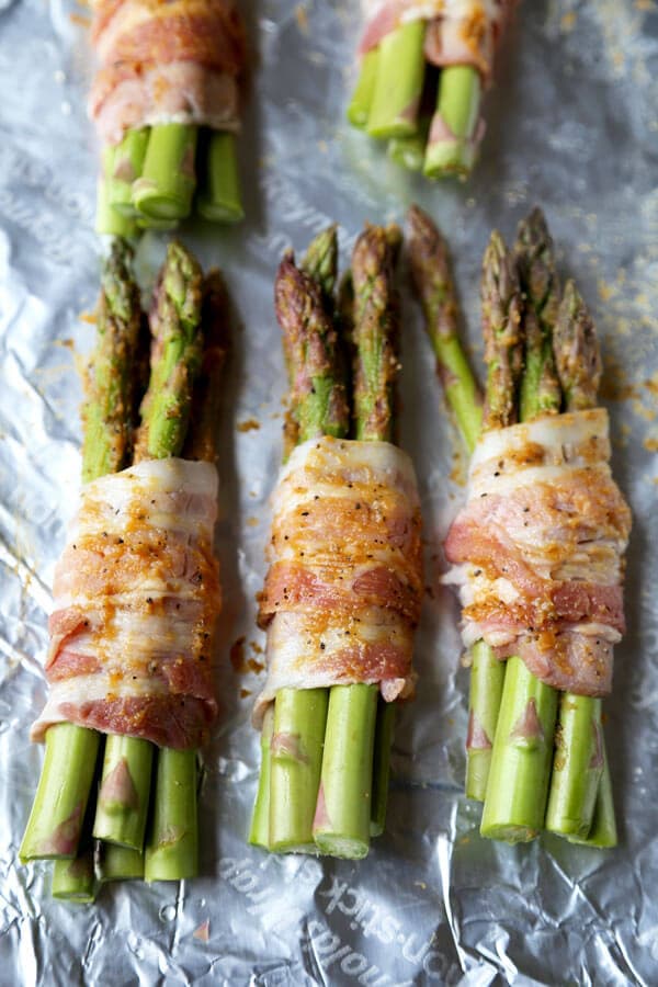 Bacon Wrapped Asparagus With Honey Miso Glaze Pickled Plum Food And