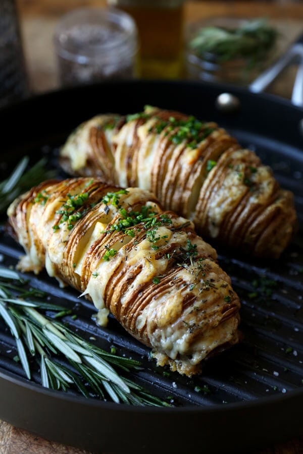Sliced Baked Potato (Hasselback) With Rosemary And Gruyere - Pickled