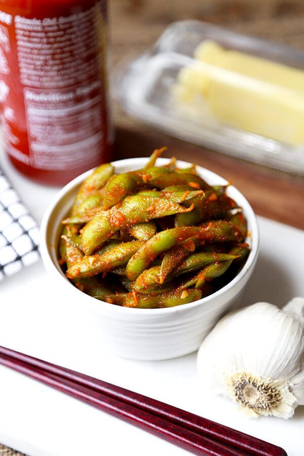 Edamame with Sriracha Buffalo Sauce Pickled Plum Food And Drinks
