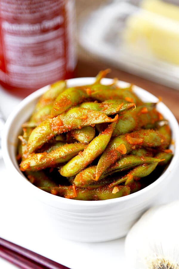 Edamame with Sriracha Buffalo Sauce Pickled Plum Food And Drinks