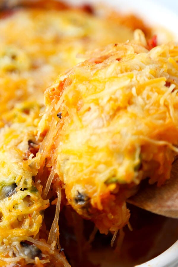 Mexican Spaghetti Squash Casserole With Avocado Salsa Pickled Plum