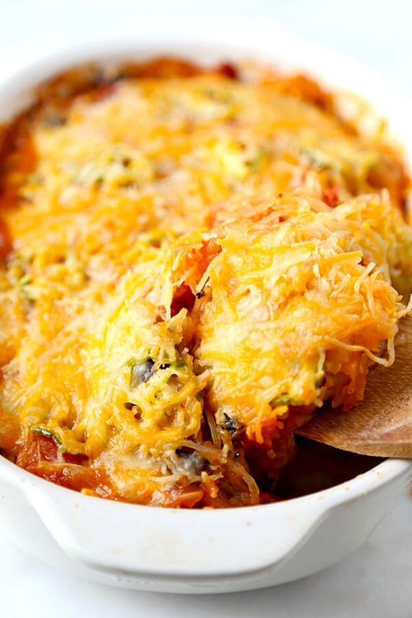 Mexican Spaghetti Squash Casserole With Avocado Salsa Pickled Plum
