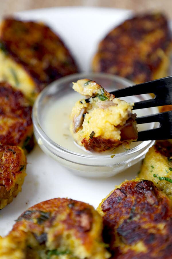 Spaghetti Squash And Mushroom Croquettes With Lemon Sauce Pickled