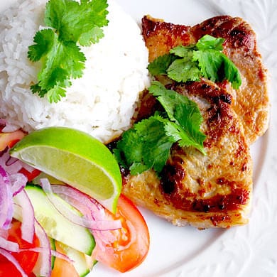 Vietnamese Pork Chops with Cucumber Tomato Salad - Pickled Plum Food And Drinks