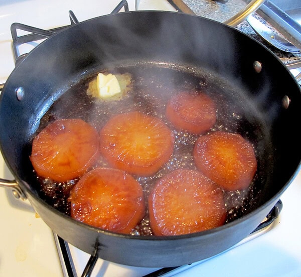 caramelized daikon daikon beginning to caramelize