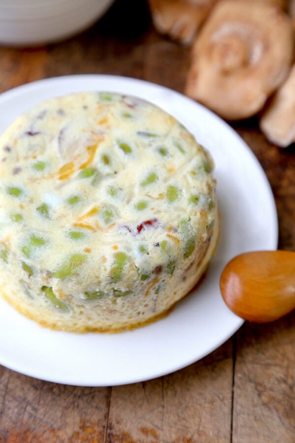 Crustless Quiche with Edamame and Sun Dried Tomatoes Pickled Plum