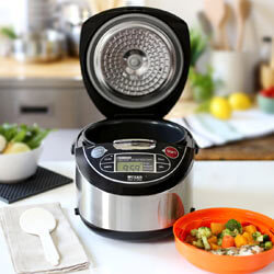 FOR BUSY MOMS AND SMALL KITCHENS Tiger JAX-T10U Tacook Rice Cooker - with steam, slow cooking and synchro-cooking functions, this little machine can almost do everything! Make soups, porridge, stews and much more in this multi-function rice cooker. Comes with a top tray to cook or keep food warm. SHOP