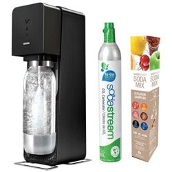 FOR THE SODA POP JUNKY SodaStream Fountain Jet Home Soda Maker - A better for the environment and healthier way to drink fizzy beverages. Requires no batteries or electricity and makes soda or sparkling water. You can adjust the amount of bubbles for each bottle of carbonated water. This is by far my husband's favorite kitchen toy. SHOP