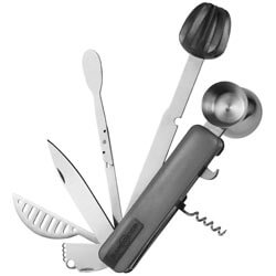 FOR THE BARTENDER Bar10der Ten-in-One Ultimate Bartending Tool - 10-in-1 tool; Muddler, Knife, Reamer, Stirrer, Channel Knife, Strainer, Jigger, Corkscrew, Zester, Bottle Opener. SHOP