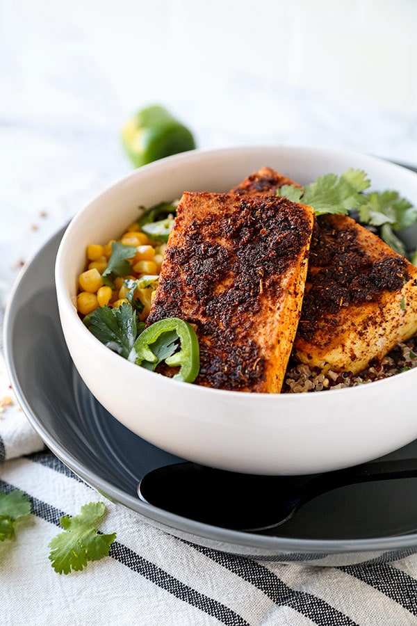 Southwestern Style Baked Tofu Steaks Pickled Plum Food And Drinks