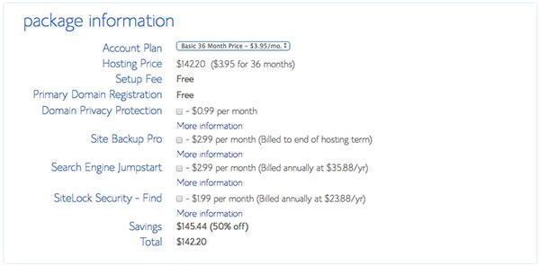 Bluehost Blog Price Plan